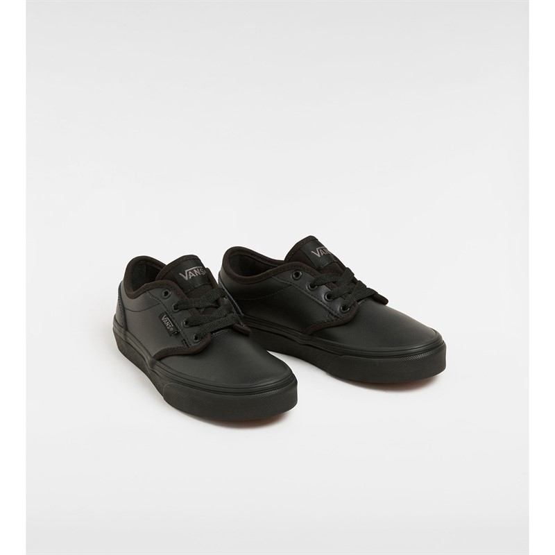 Vans Junior Atwood Tumbled Leather Trainers Black/Black