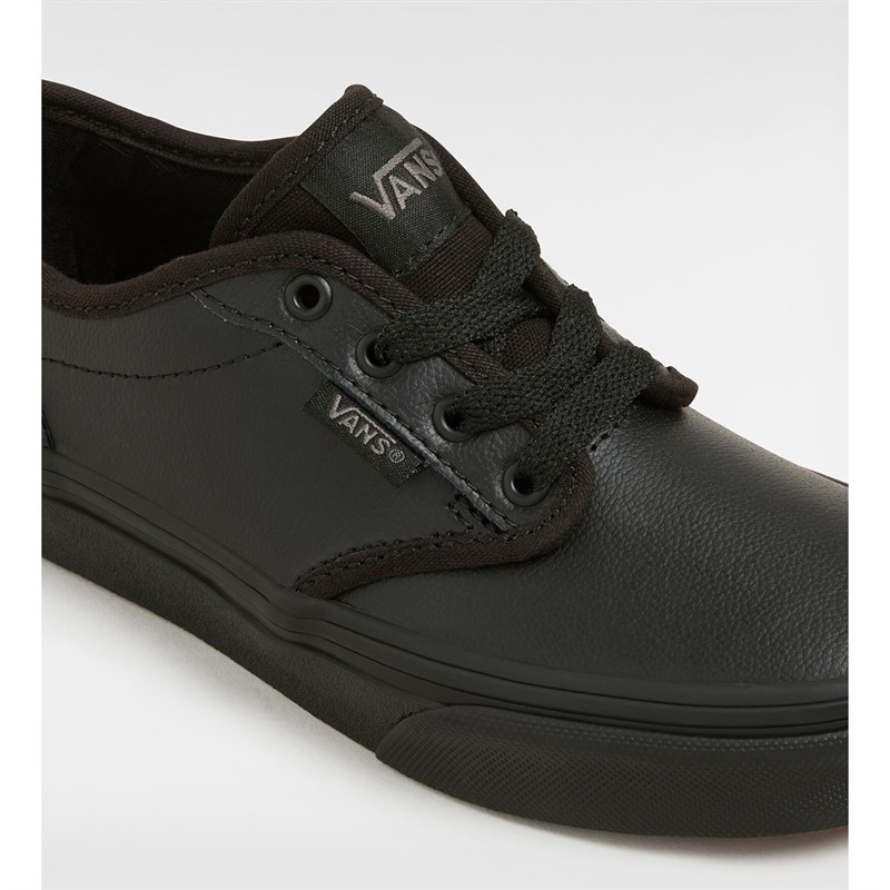 Vans Junior Atwood Tumbled Leather Trainers Black/Black