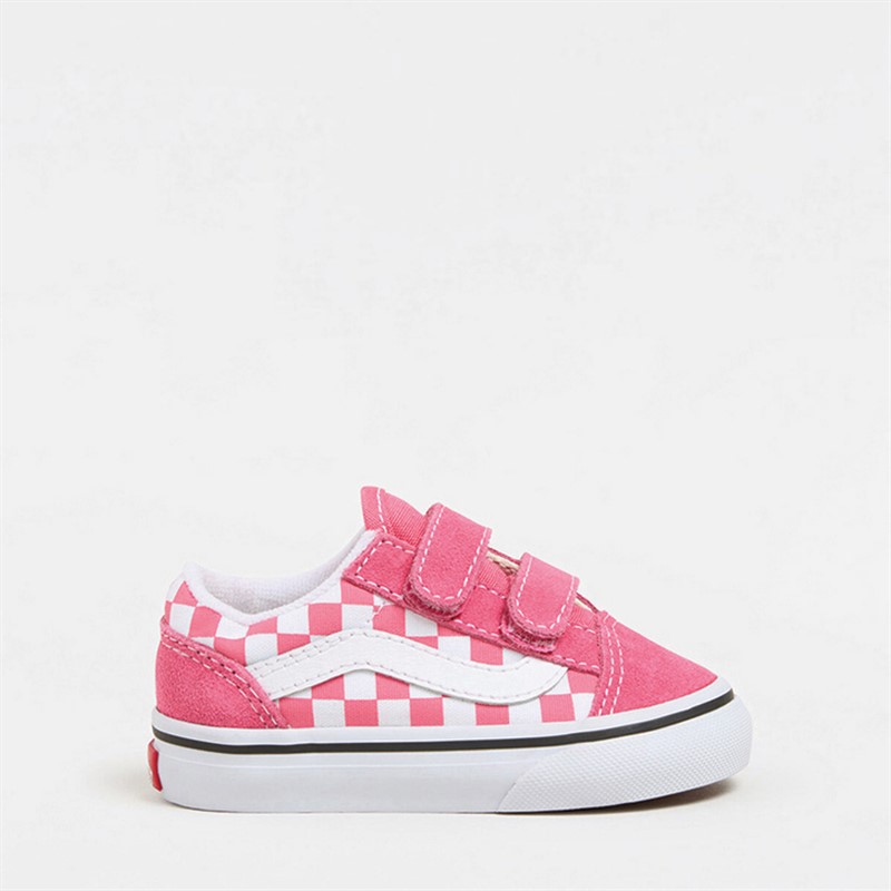 Buy Vans Infant Old Skool Velcro Checkerboard Trainers Honeysuckle