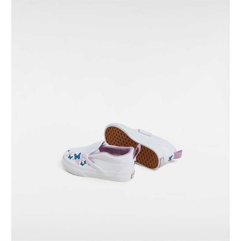 Vans Infant Girls Slip-On Velcro Butterfly Trainers True White/Multi