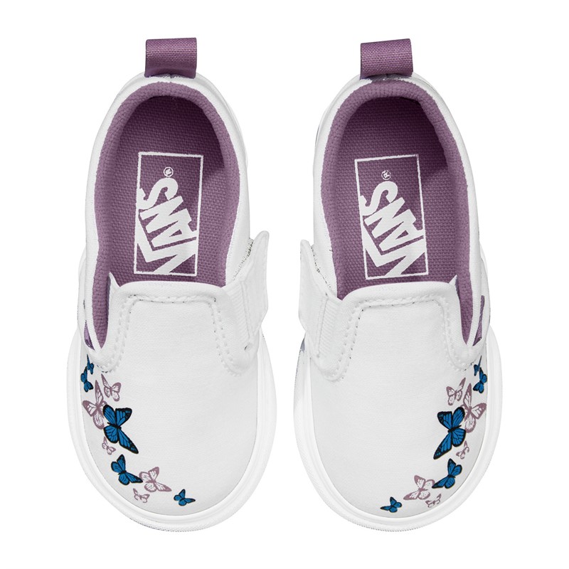 Vans Infant Girls Slip-On Velcro Butterfly Trainers True White/Multi