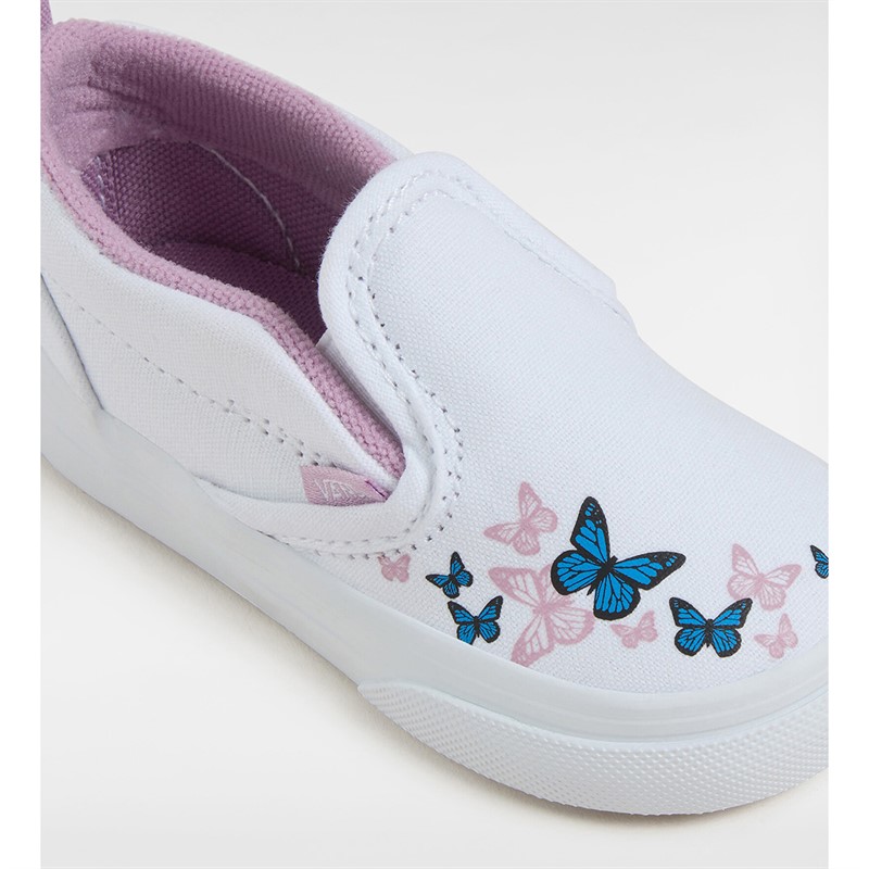 Vans Infant Girls Slip-On Velcro Butterfly Trainers True White/Multi