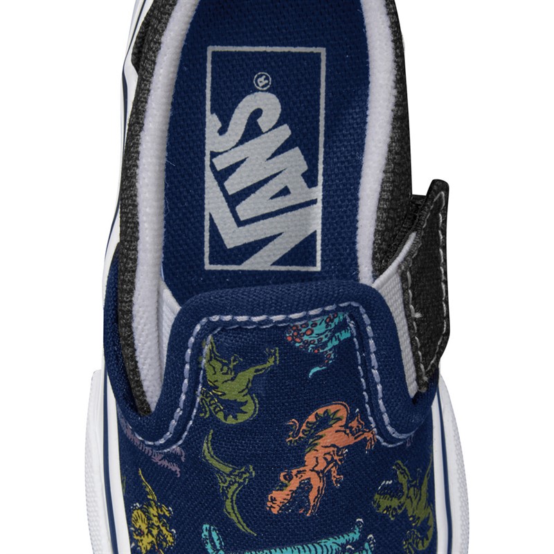 Vans Infant Slip-On Velcro Dinosaurs Trainers Multi/True White