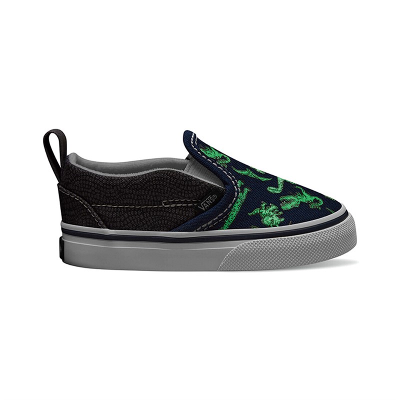 Vans Infant Slip-On Velcro Dinosaurs Trainers Multi/True White