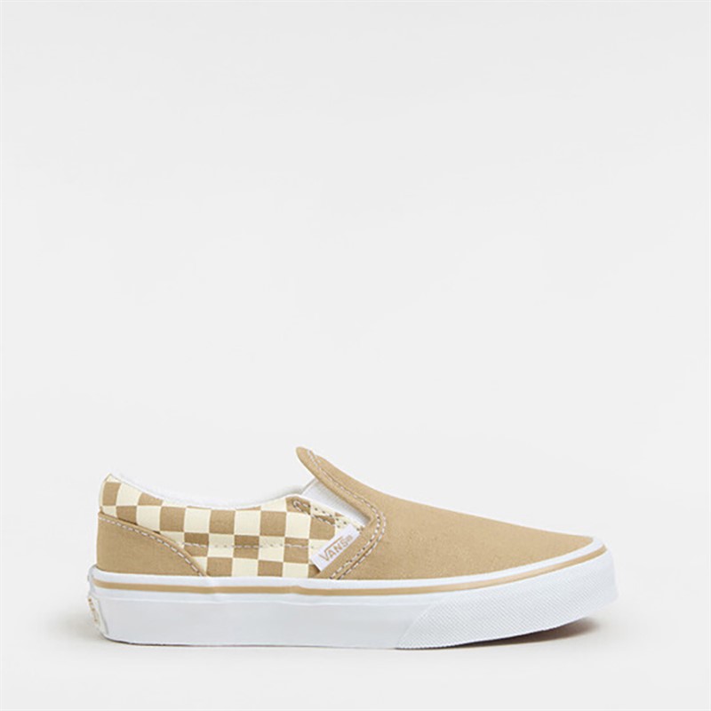 Vans Kids Classic Slip-On Checkerboard Trainers Brown/True White