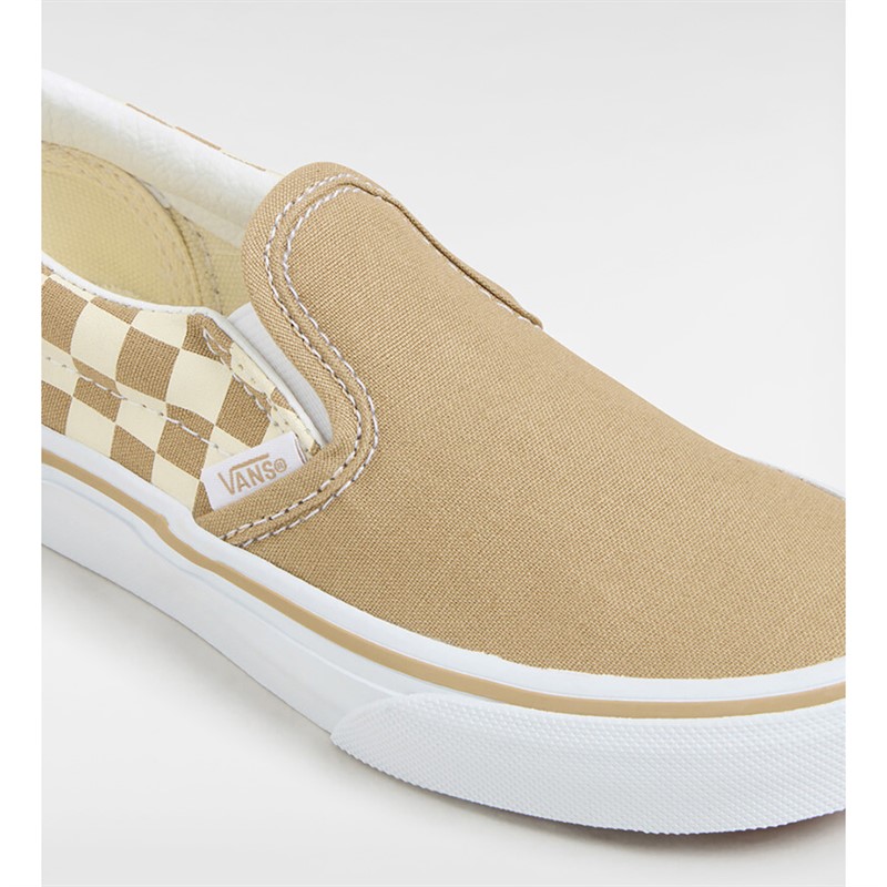 Vans Kids Classic Slip-On Checkerboard Trainers Brown/True White