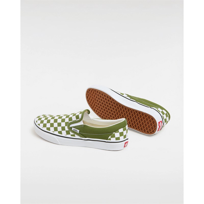 Vans Classic Slip-On Checkerboard Colour Theory Trainers Pesto