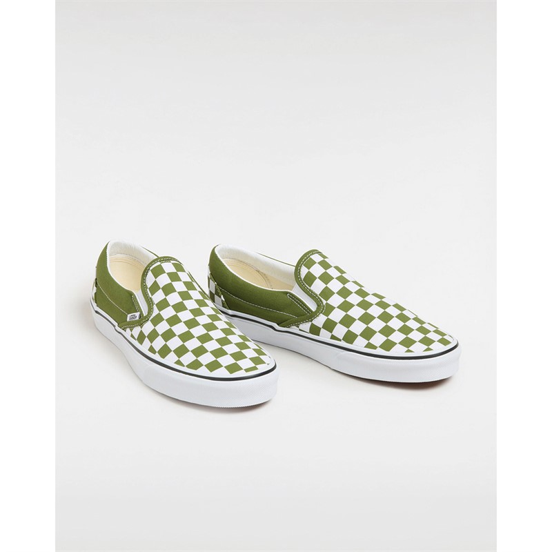 Vans Classic Slip-On Checkerboard Colour Theory Trainers Pesto