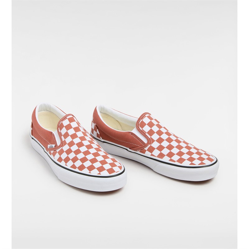 Vans Classic Slip-On Checkerboard Color Theory Trainers Auburn