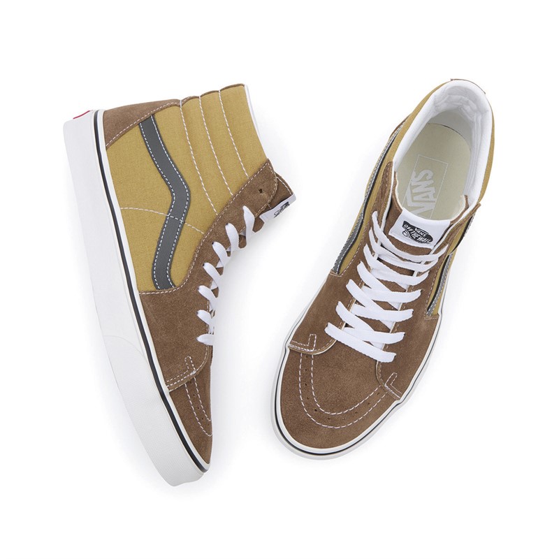 Vans SK8-Hi Suede And Canvas Trainers Brown/Multi