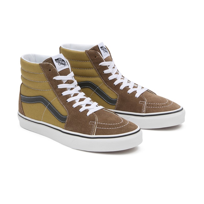 Vans SK8-Hi Suede And Canvas Trainers Brown/Multi