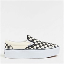 Vans Womens Classic Slip-On Stackform Checkerboard Trainers Black/Classic White