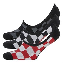 Vans Mens Classic Super Three Pack No Show Socks Red/White Check