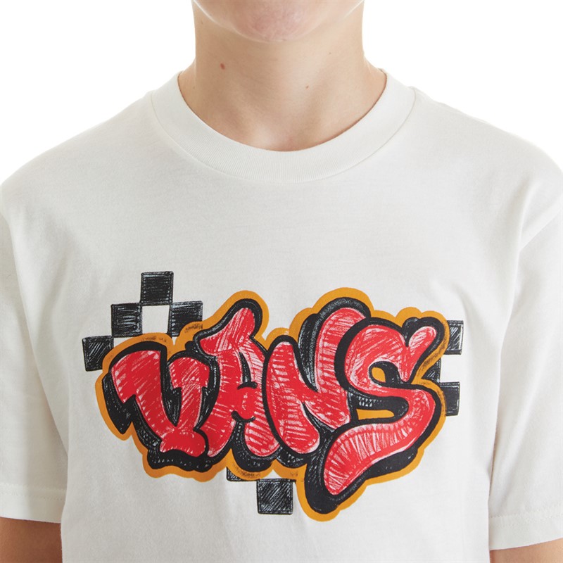 Vans Junior Boys Tagged T-Shirt Marshmallow