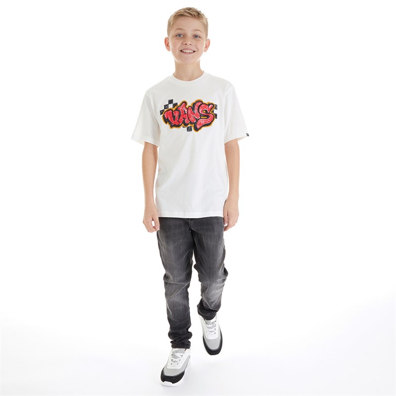 Vans Junior Boys Tagged T-Shirt Marshmallow