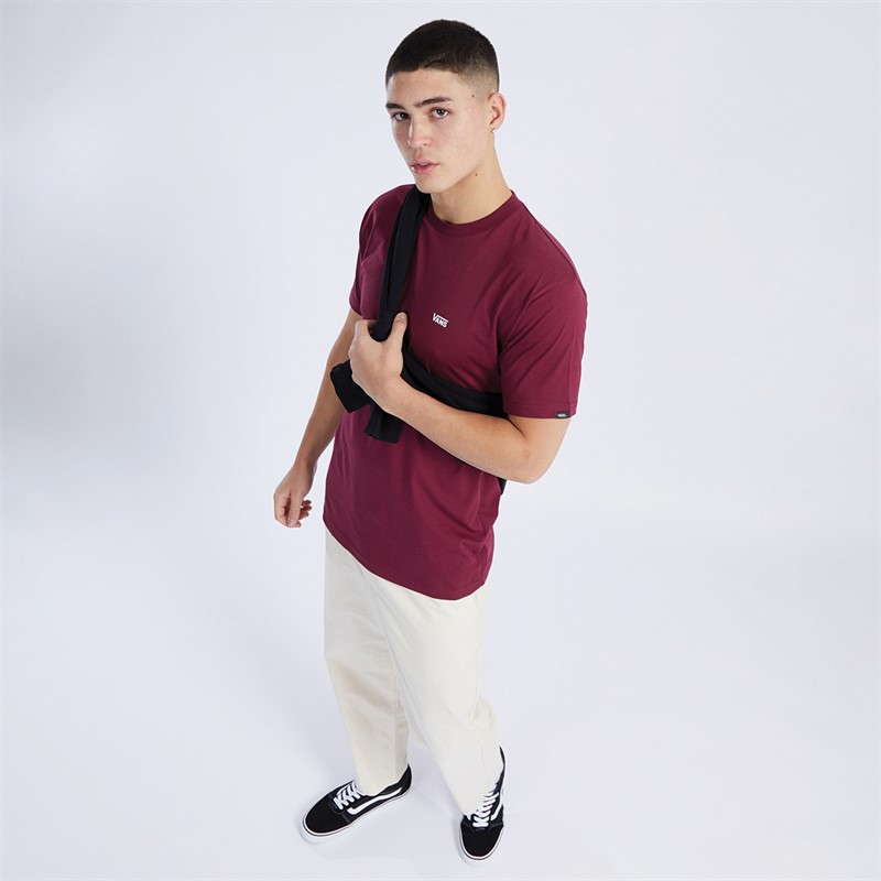 Vans Mens Left Chest Logo T-Shirt Burgundy