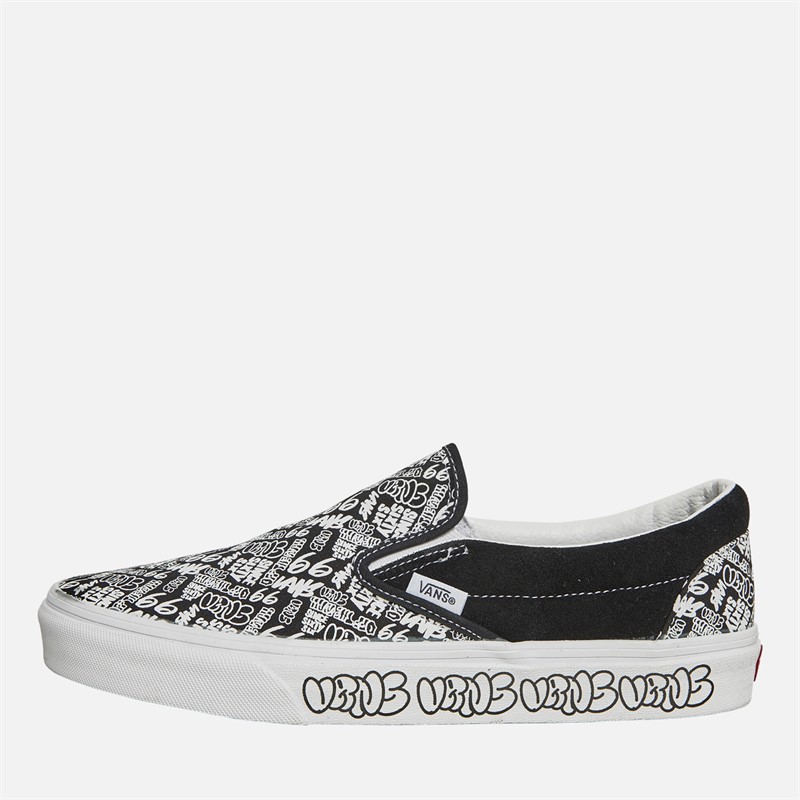 Vans Classic Slip-On Graffiti Trainers Black/White - Size 4