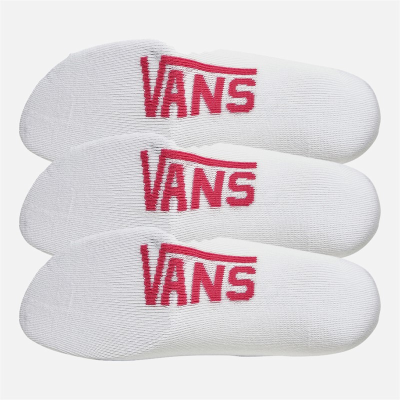 Vans Womens Classic Check Three Pack Super No Show Socks White/Wild Orchid
