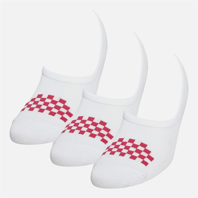 Vans Womens Classic Check Three Pack Super No Show Socks White/Wild Orchid
