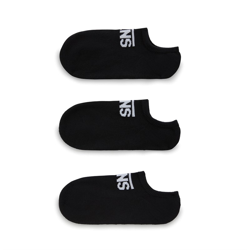 Vans Boys Classic Kick Three Pack No Show Socks Black - Size 13.5