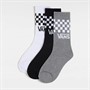 Vans Womens Classic Check Three Pack Crew Socks Black/White
