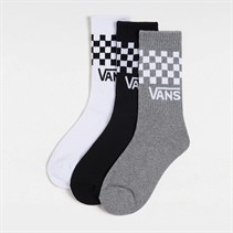 Vans Womens Classic Check Three Pack Crew Socks Black/White