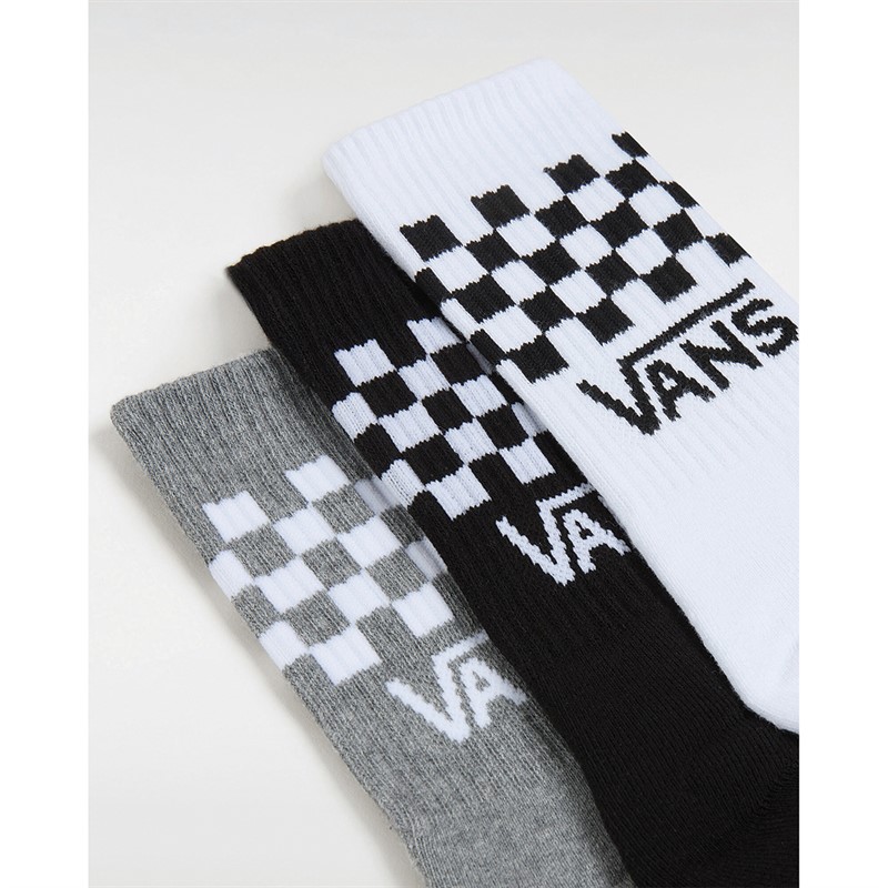 Vans Womens Classic Check Three Pack Crew Socks Black/White