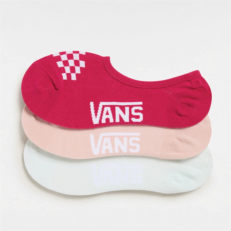 Vans Womens Classic Check Three Pack Super No Show Socks Cherries Jubilee - Size OS