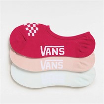 Vans Womens Classic Check Three Pack Super No Show Socks Cherries Jubilee
