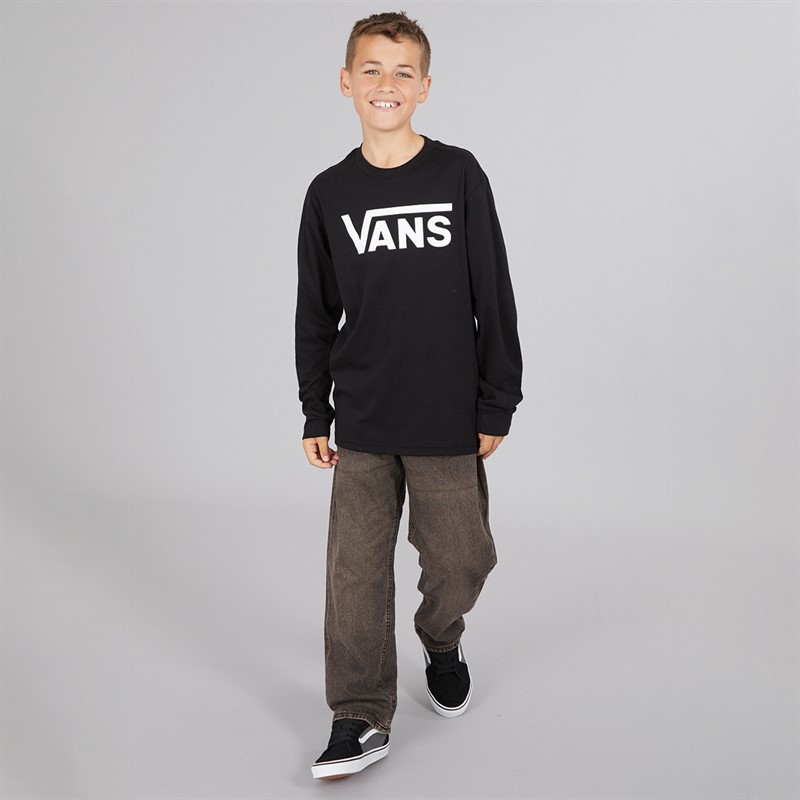 Vans Junior Boys Classic Logo Long Sleeve Top Black