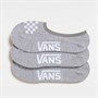 Vans Womens Classic Check Three Pack Super No Show Socks Grey Heather/White