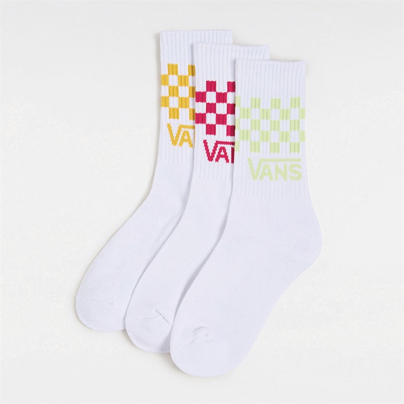 Vans Womens Classic Check Three Pack Crew Socks Cherries Jubilee