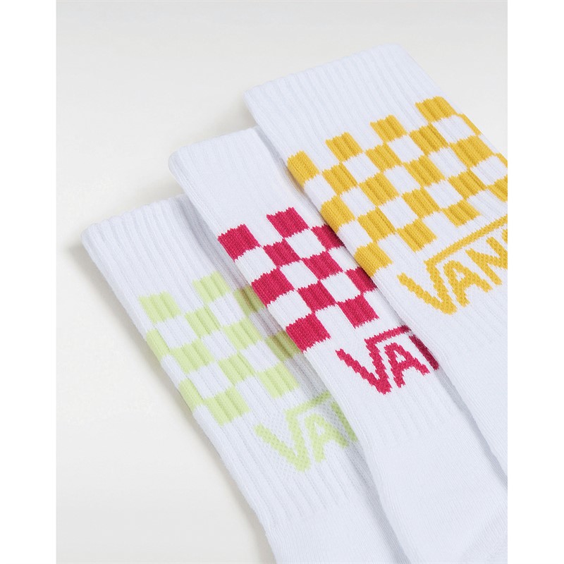 Vans Womens Classic Check Three Pack Crew Socks Cherries Jubilee