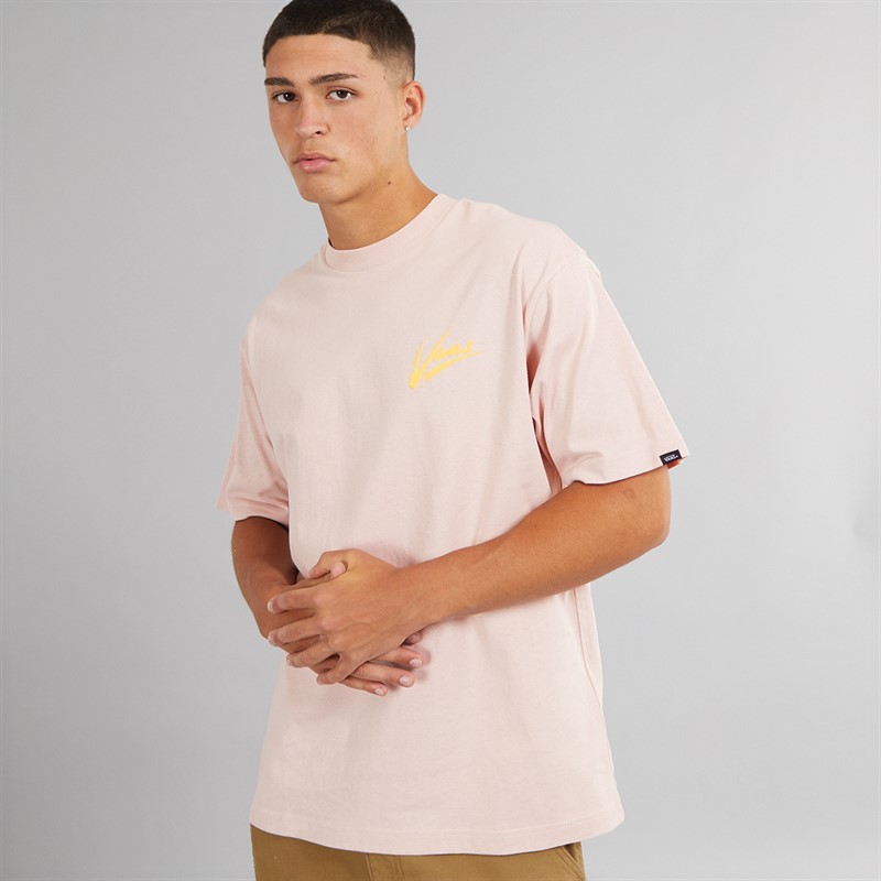 Vans Herre Brush Script Løs Pasform T-shirt Sepia Rose