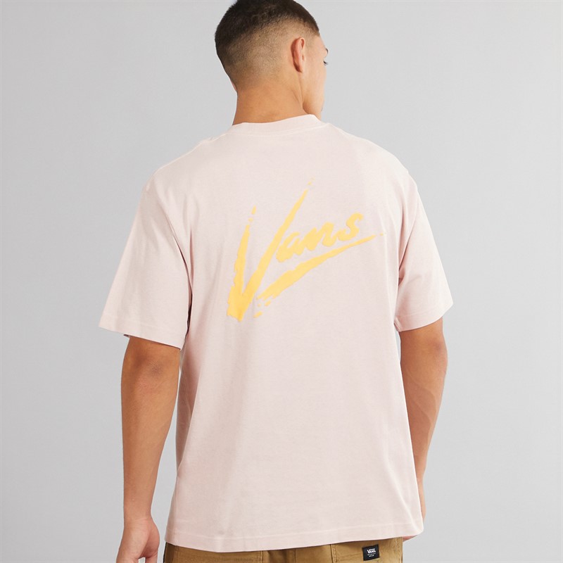 Vans Herre Brush Script Løs Pasform T-shirt Sepia Rose