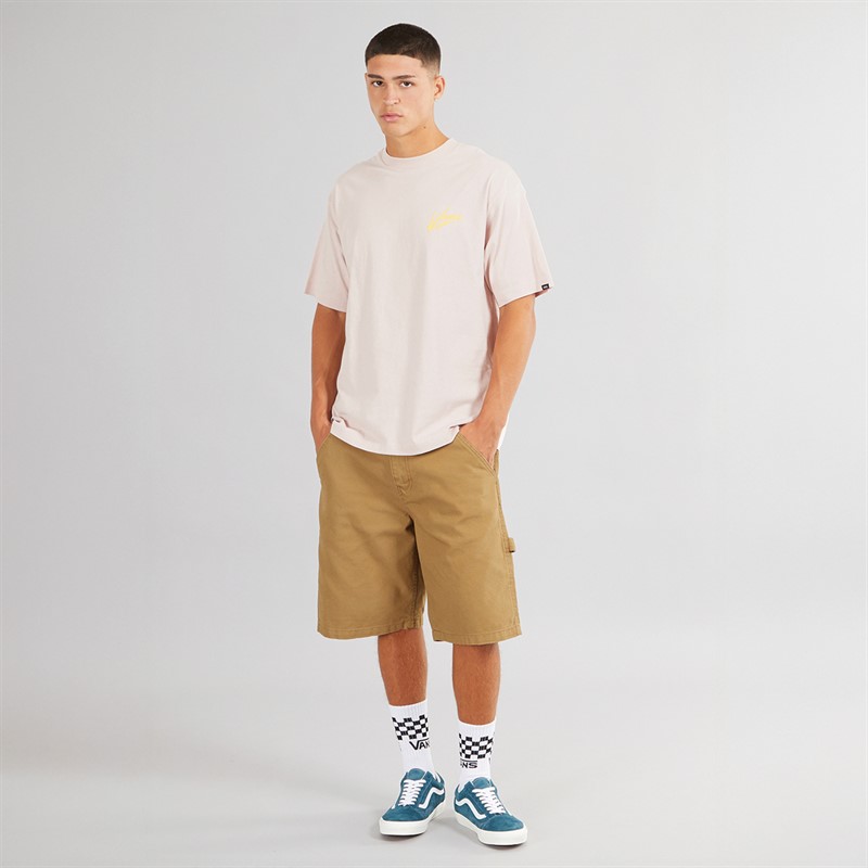 Vans Herre Brush Script Løs Pasform T-shirt Sepia Rose