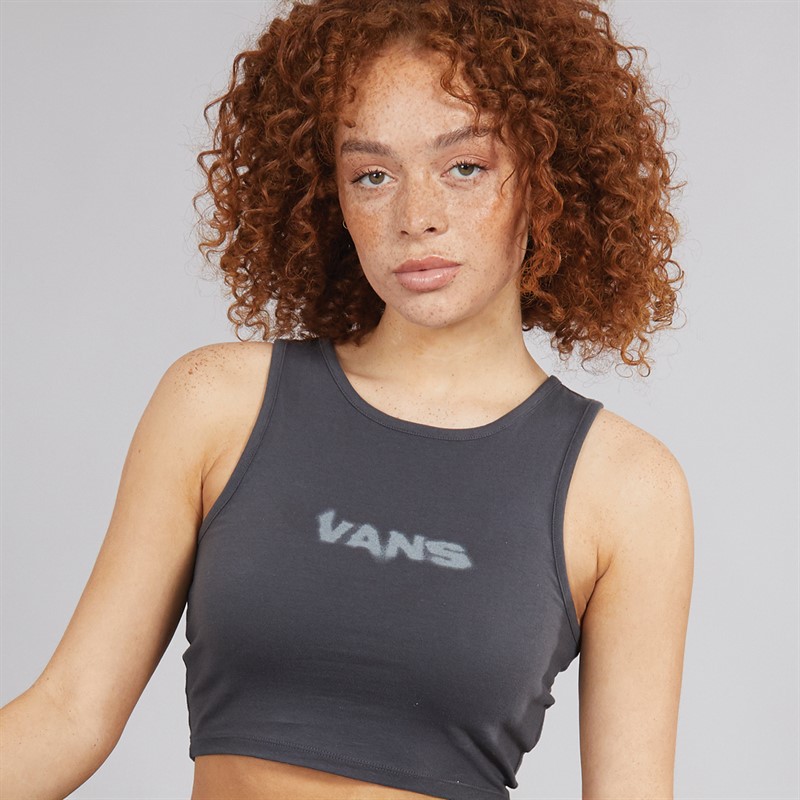 Vans Womens Blur Fitted Cropped Tank Asphalt - Size L