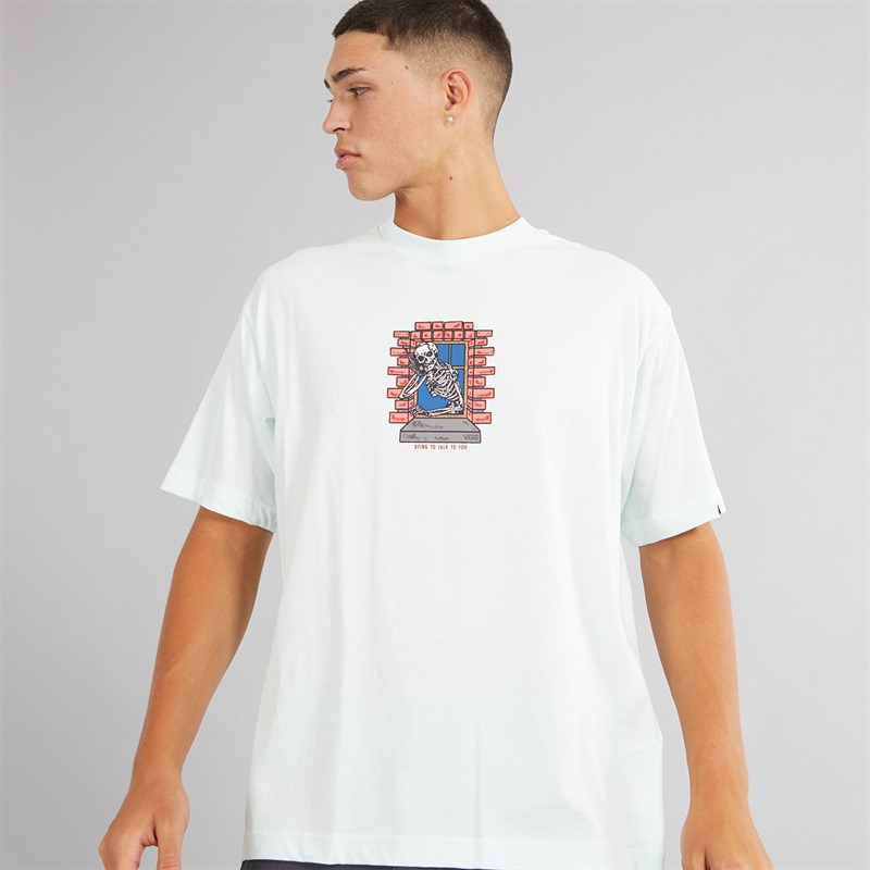 Vans Mens Skull Window T-Shirt Hint Of Mint