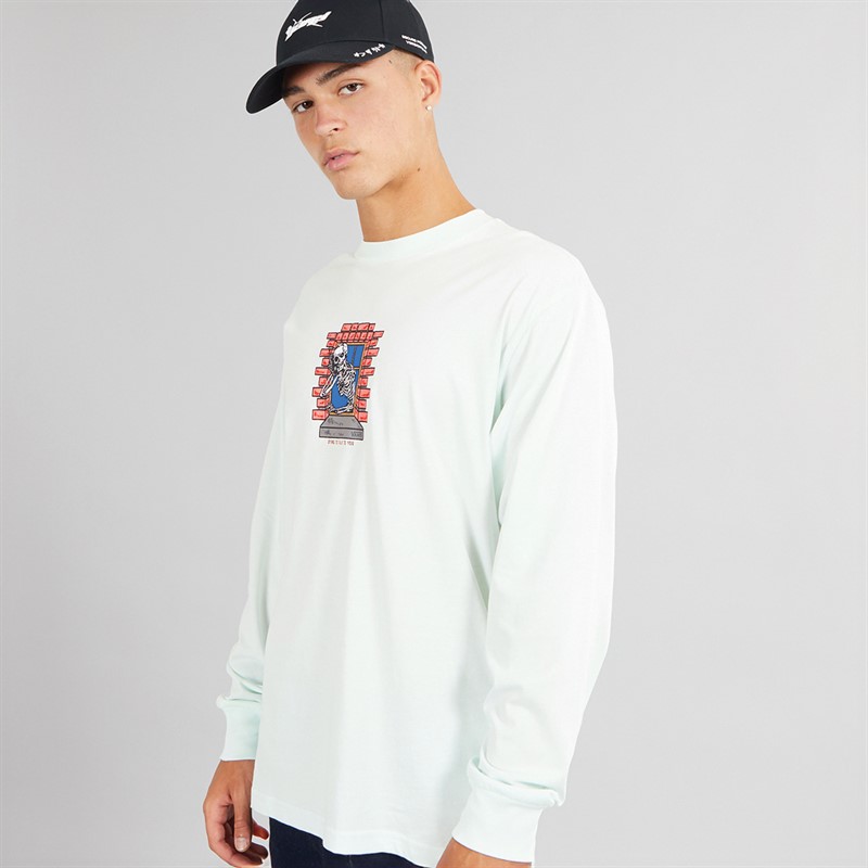 Vans Mens Skull Window Graphic Long Sleeve Top Hint Of Mint - Size L