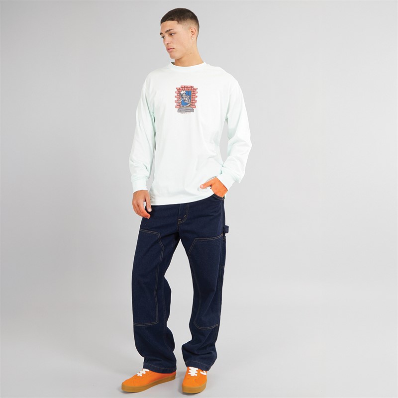 Vans Mens Skull Window Graphic Long Sleeve Top Hint Of Mint