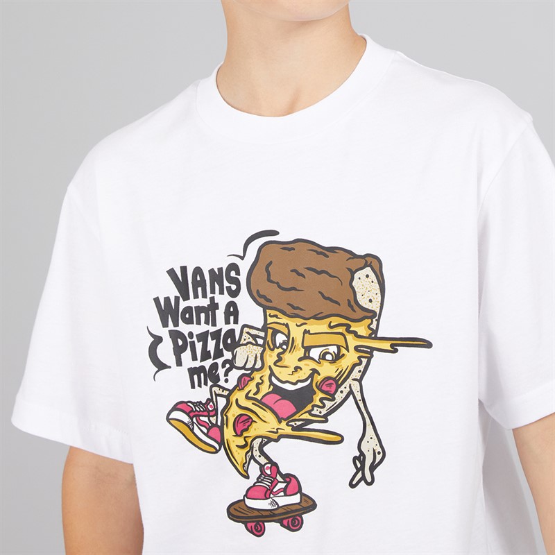 Vans Junior Drenge Pizza Me Grafik T-Shirt Hvid