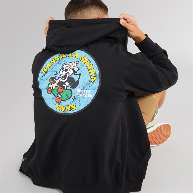 Vans Mens Skull La Shaka Loose Fit Full Zip Hoodie Black - Size M