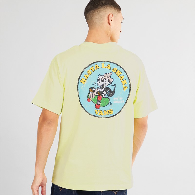 Vans Mens Skull LA Shaka Loose Fit Graphic Back T-Shirt Shadow Lime