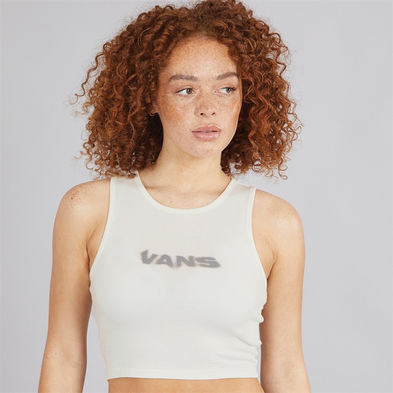 Vans Womens Blur Fitted Cropped Tank Marshmallow - Size L