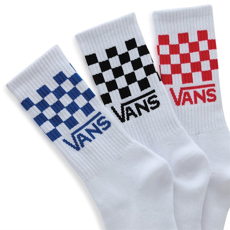 Vans Kids Drop V Classic Check Three Pack Crew Socks True Red/True Blue