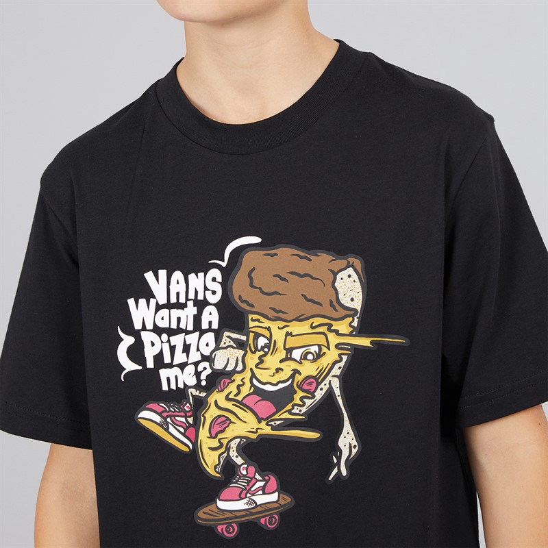 Vans Junior Boys Pizza Me Graphic T-Shirt Black