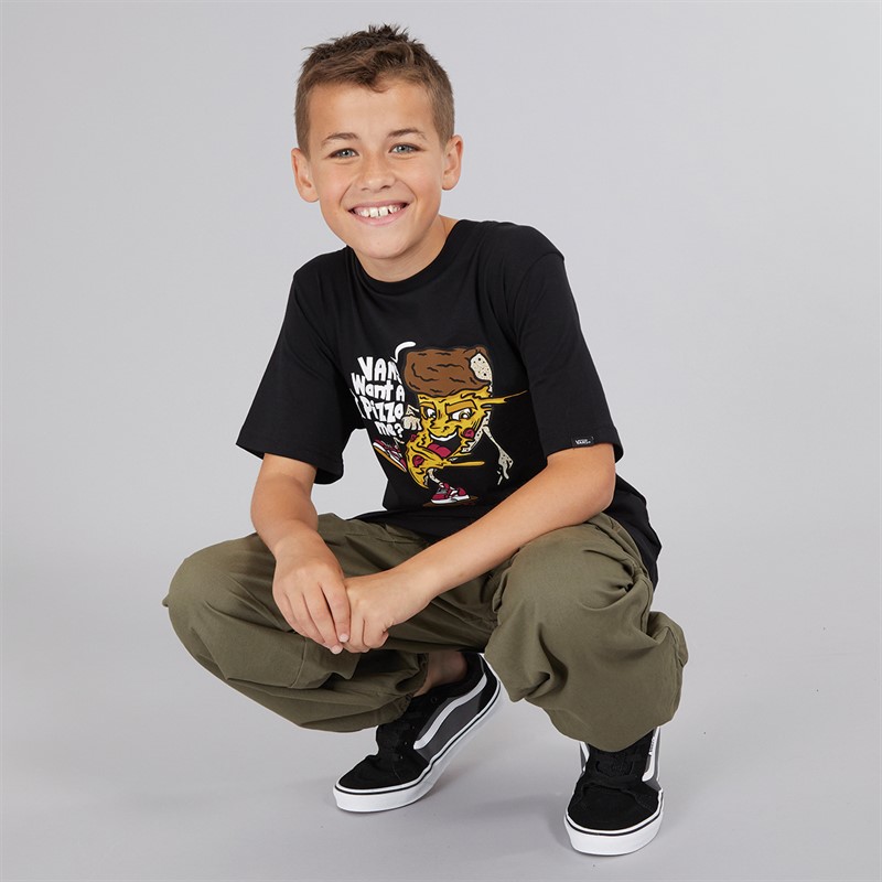 Vans Junior Boys Pizza Me Graphic T-Shirt Black