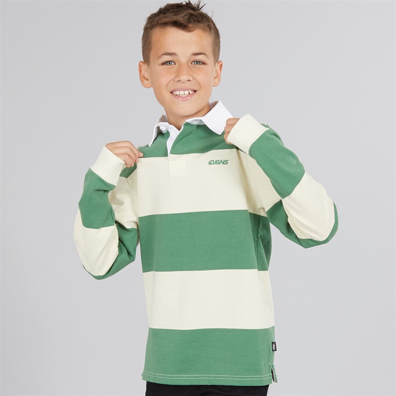 Vans Junior Boys Ward Long Sleeve Rugby Shirt Fairway/Lemon Icing - Size M
