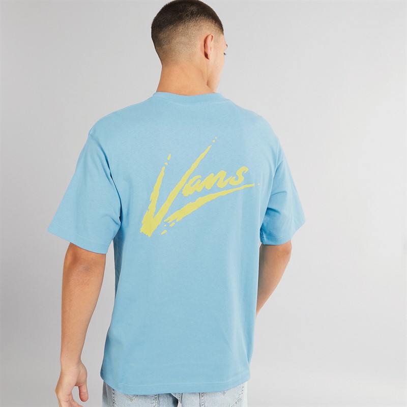 Vans Mens Brush Script Loose Fit T-Shirt Heritage Blue