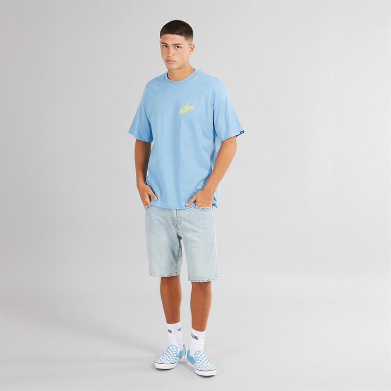 Vans Mens Brush Script Loose Fit T-Shirt Heritage Blue